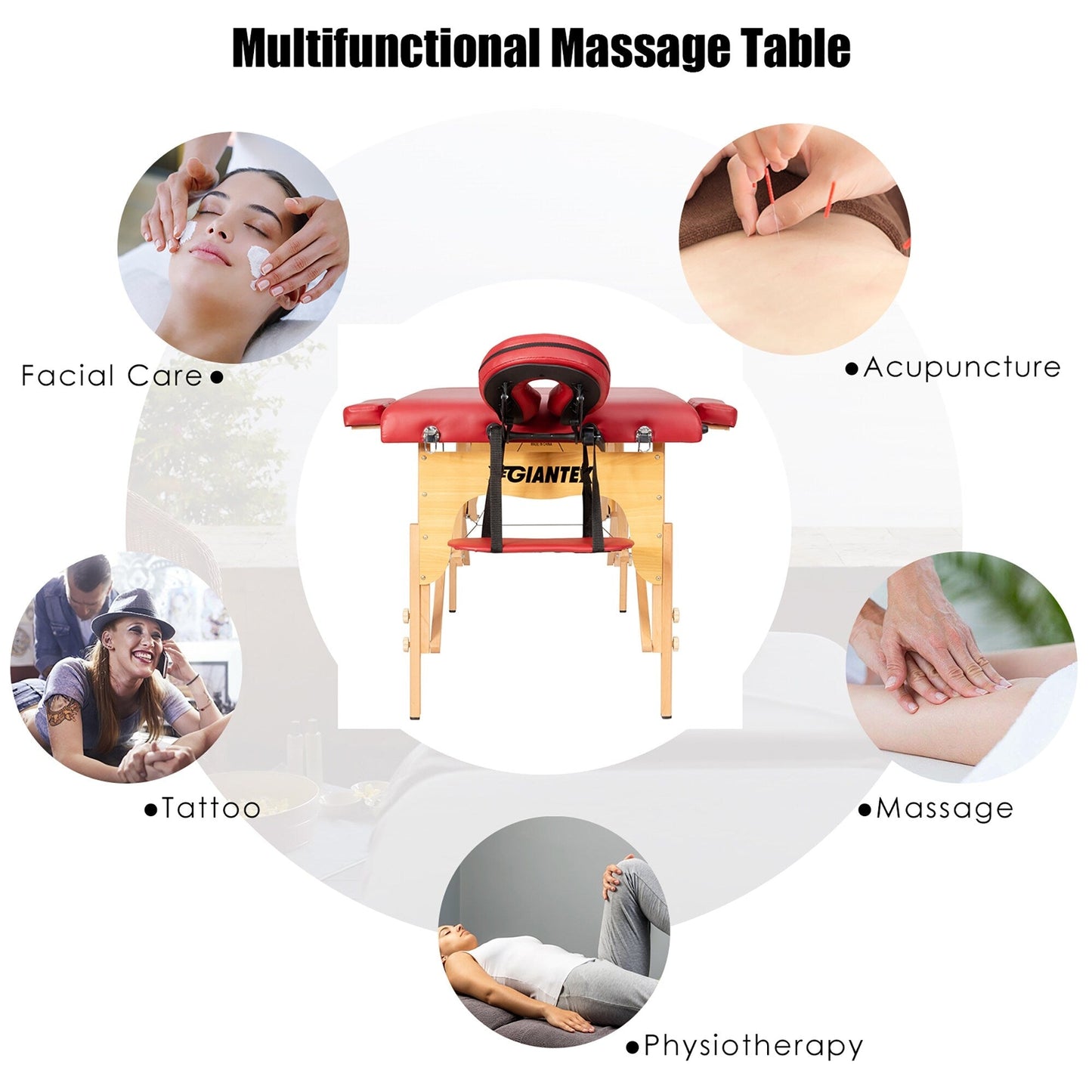 Table de massage portable 84''L, table de spa visage réglable, lit de tatouage avec sac de transport