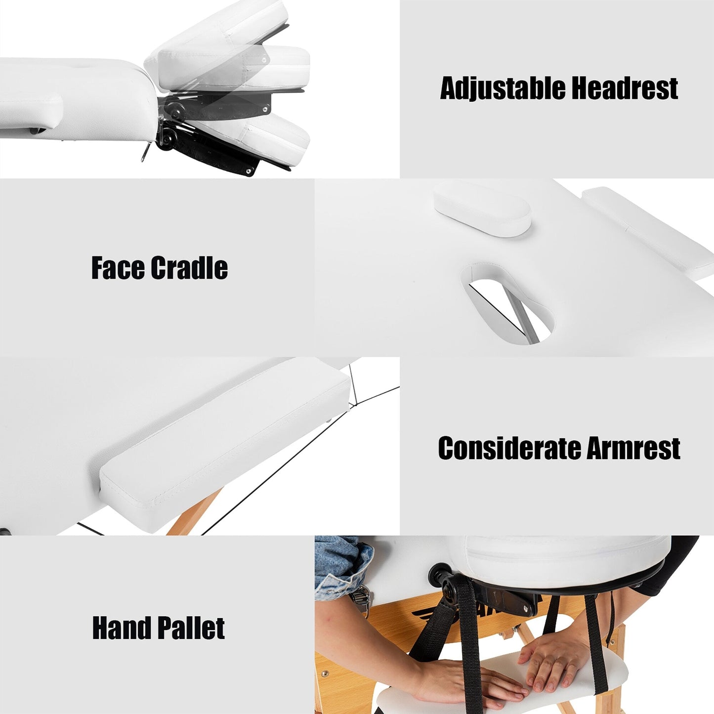 Table de massage portable 84''L, table de spa visage réglable, lit de tatouage avec sac de transport