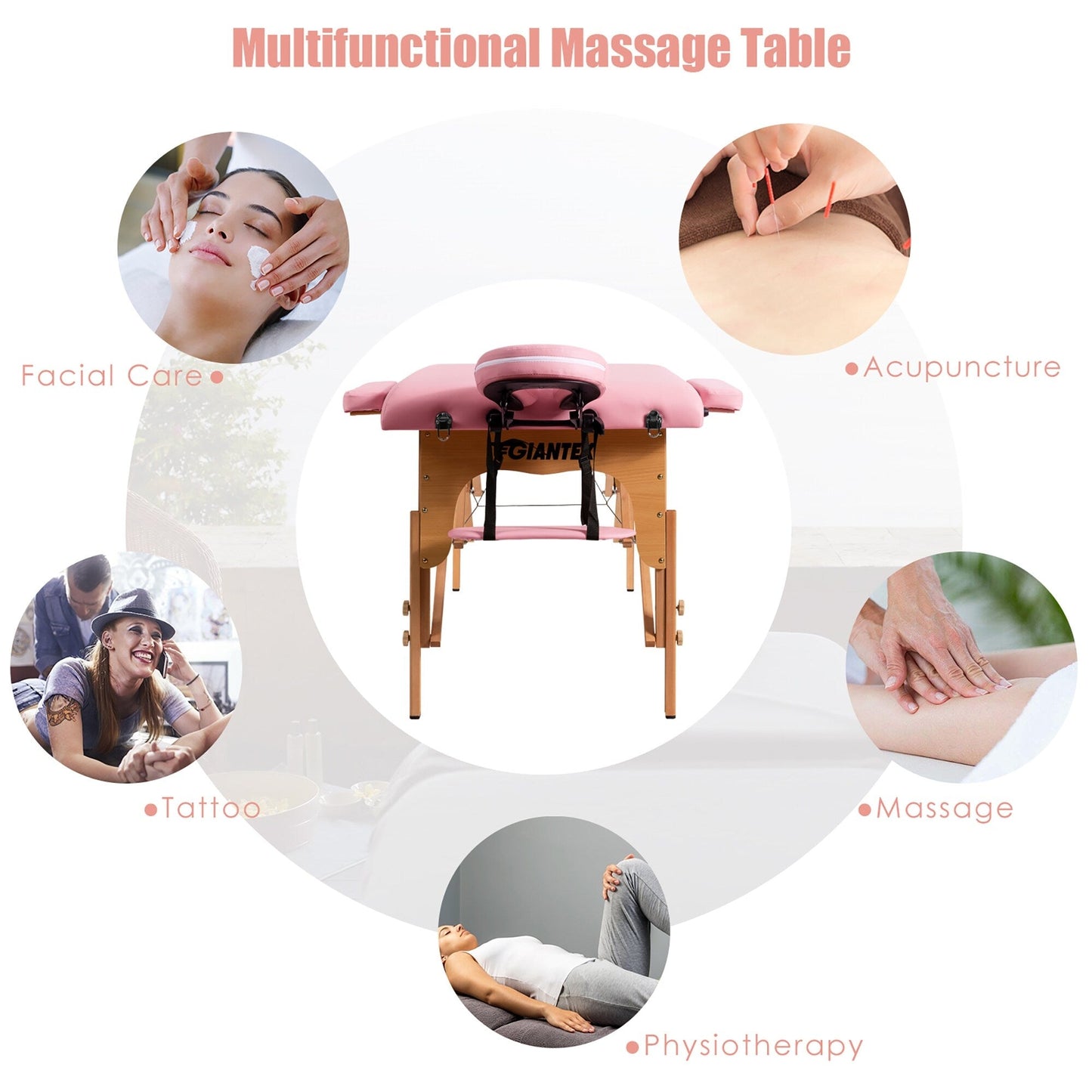 Table de massage portable 84''L, table de spa visage réglable, lit de tatouage avec sac de transport