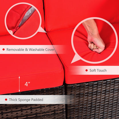 Ensemble de meubles de jardin en rotin 8 pièces, avec table de foyer, support de réservoir et housse de terrasse.