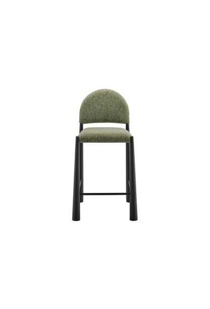 Tabouret de bar en tissu Alura, feuille noire