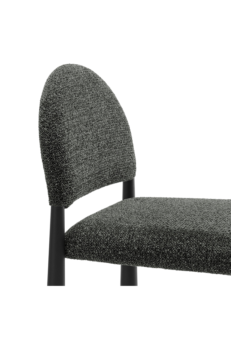 Tabouret de bar en tissu Alura, noir anthracite