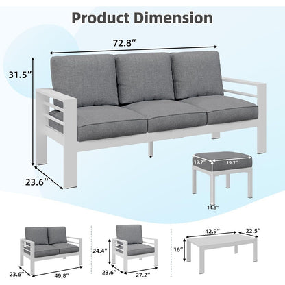 AECOJOY Ensemble de meubles de patio en aluminium 7 pièces, ensemble de conversation d'extérieur