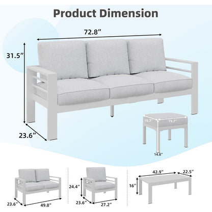 AECOJOY Ensemble de meubles de patio en aluminium 7 pièces, ensemble de conversation d'extérieur