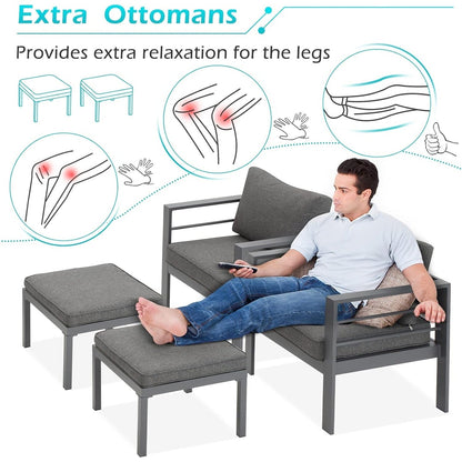 AECOJOY Ensemble de meubles de patio en aluminium 7 pièces, ensemble de conversation d'extérieur