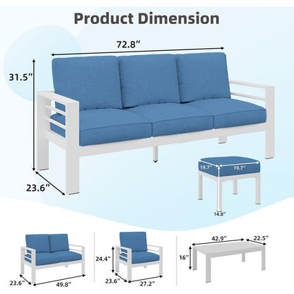 AECOJOY Ensemble de meubles de patio en aluminium 7 pièces, ensemble de conversation d'extérieur
