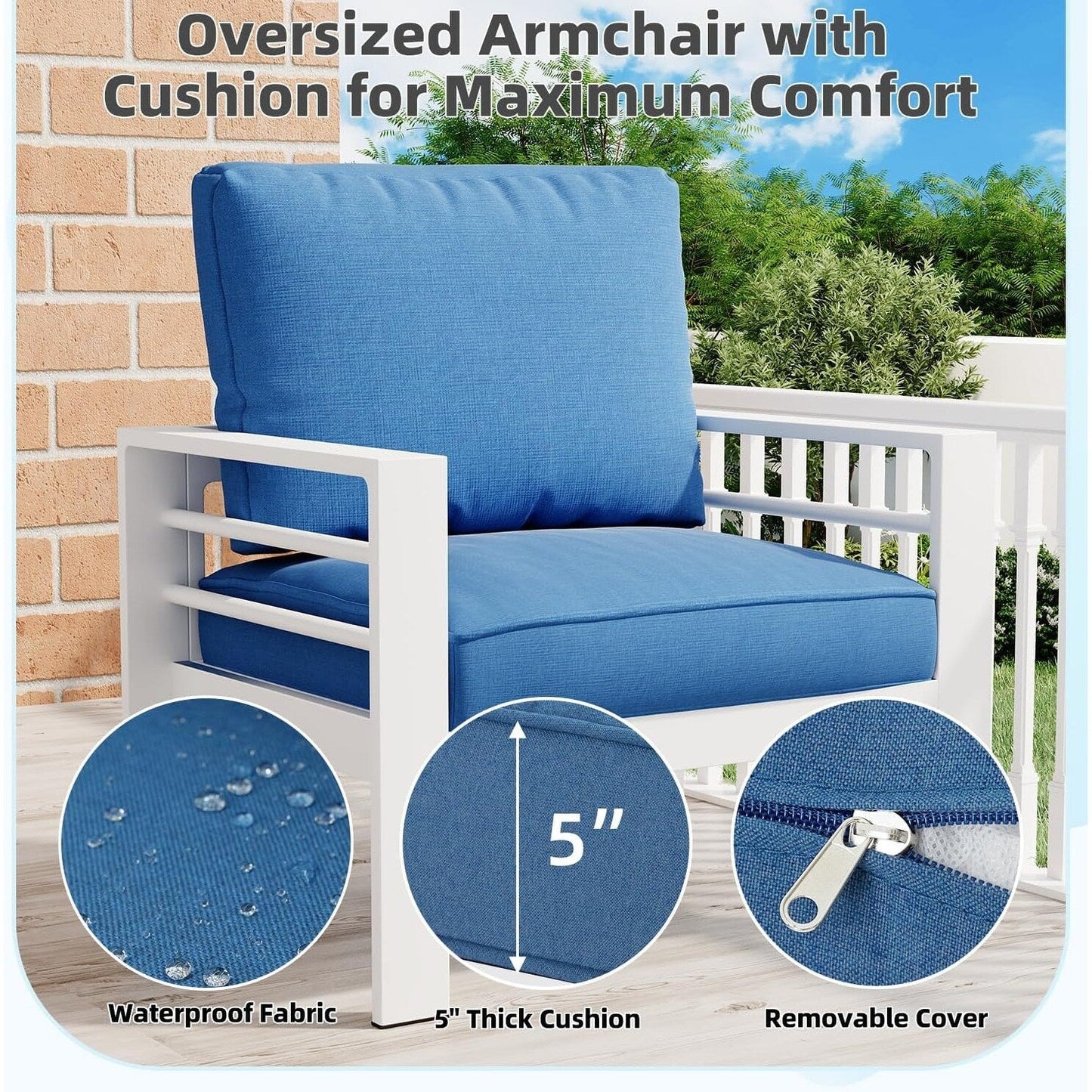 AECOJOY Ensemble de meubles de patio en aluminium 7 pièces, ensemble de conversation d'extérieur