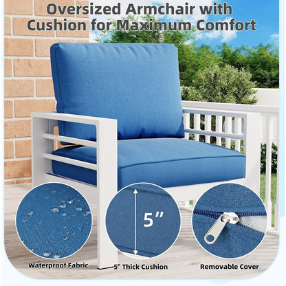 AECOJOY Ensemble de meubles de patio en aluminium 7 pièces, ensemble de conversation d'extérieur