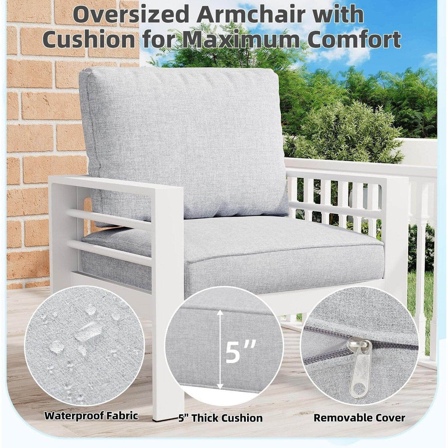 AECOJOY Ensemble de meubles de patio en aluminium 7 pièces, ensemble de conversation d'extérieur