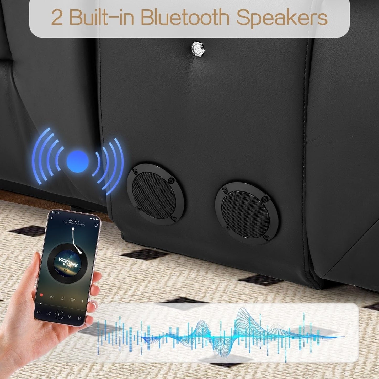 Canapé inclinable AECOJOY, manuel, pour camping-car, canapé inclinable en PU, avec console, pour salle de cinéma à domicile.