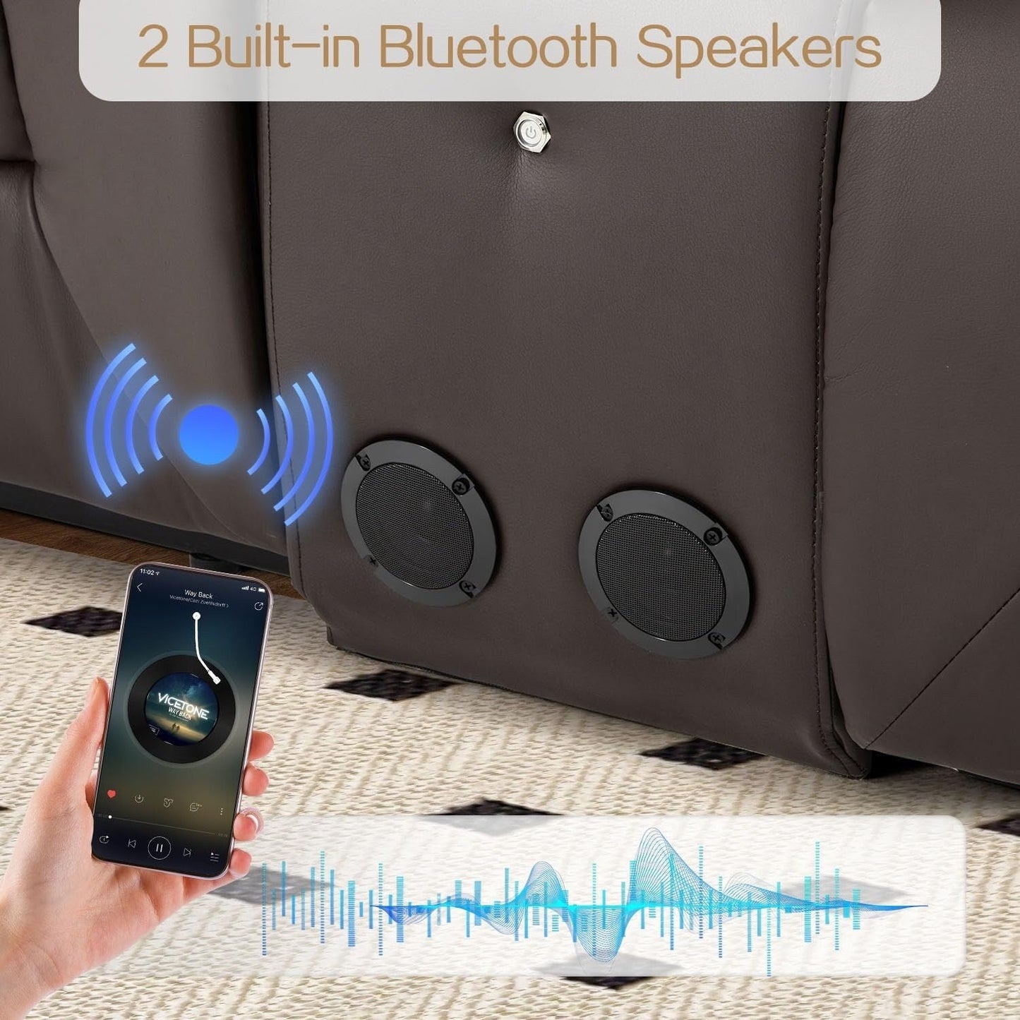 Canapé inclinable AECOJOY, manuel, pour camping-car, canapé inclinable en PU, avec console, pour salle de cinéma à domicile.