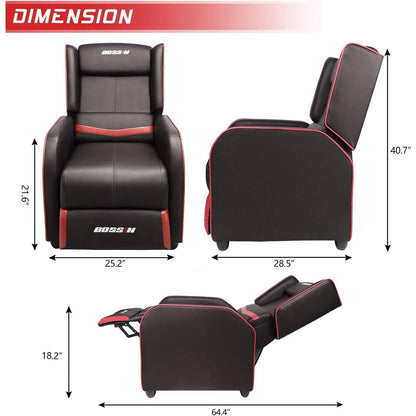 BOSSIN Fauteuil inclinable de jeu ergonomique en cuir PU pour salon