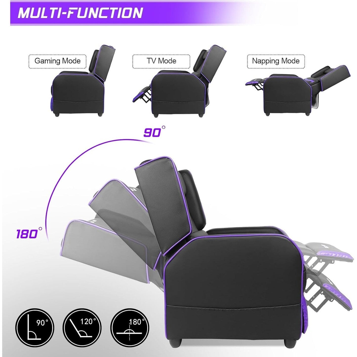 BOSSIN Fauteuil inclinable de jeu ergonomique en cuir PU pour salon