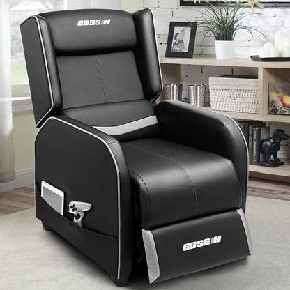 BOSSIN Fauteuil inclinable de jeu ergonomique en cuir PU pour salon