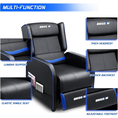 BOSSIN Fauteuil inclinable de jeu ergonomique en cuir PU pour salon