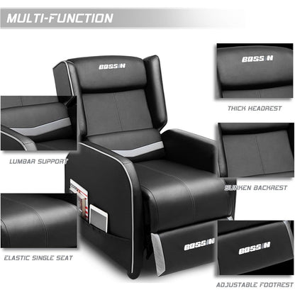 BOSSIN Fauteuil inclinable de jeu ergonomique en cuir PU pour salon