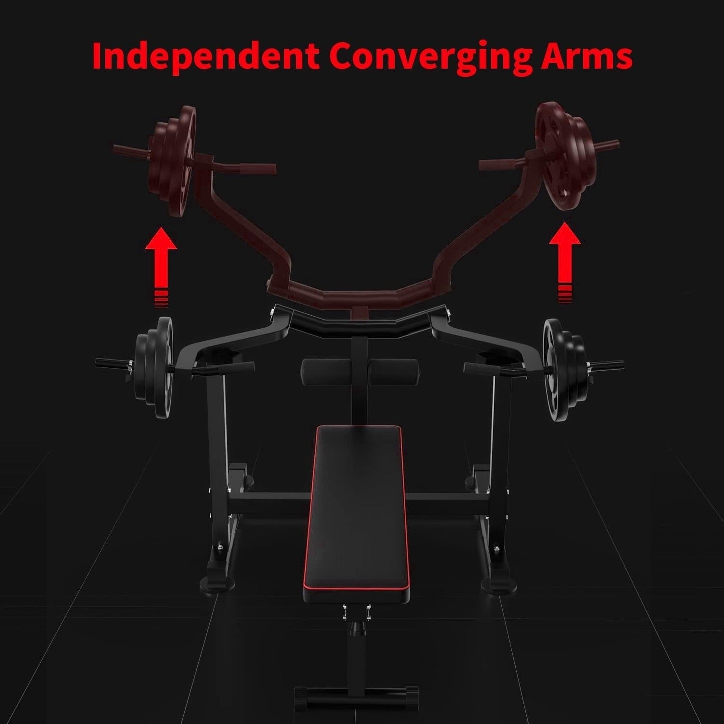Ensemble de banc de musculation et de presse pectorale Zenova avec bras indépendants convergents et support pour haltères
