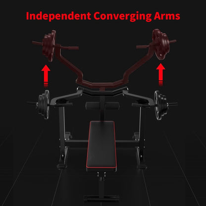 Ensemble de banc de musculation et de presse pectorale Zenova avec bras indépendants convergents et support pour haltères