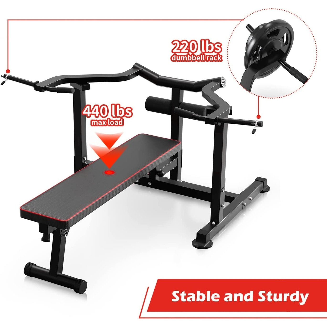 Ensemble de banc de musculation et de presse pectorale Zenova avec bras indépendants convergents et support pour haltères