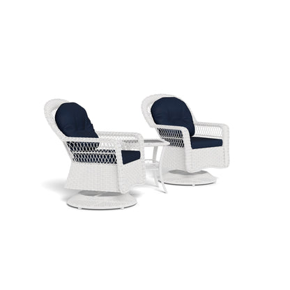 Ensemble de jardin en rotin blanc pour extérieur, avec balançoire pivotante Biloxi (3 pièces)