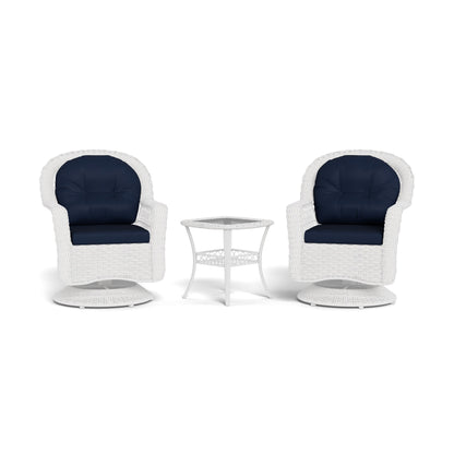 Ensemble de jardin en rotin blanc pour extérieur, avec balançoire pivotante Biloxi (3 pièces)