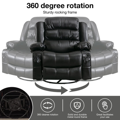 Fauteuil inclinable pivotant noir avec fonction de massage, chauffage et ports USB