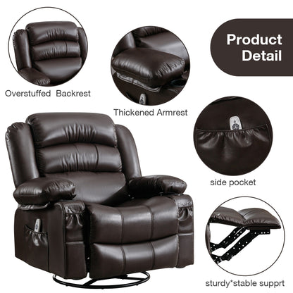Fauteuil inclinable pivotant noir avec fonction de massage, chauffage et ports USB