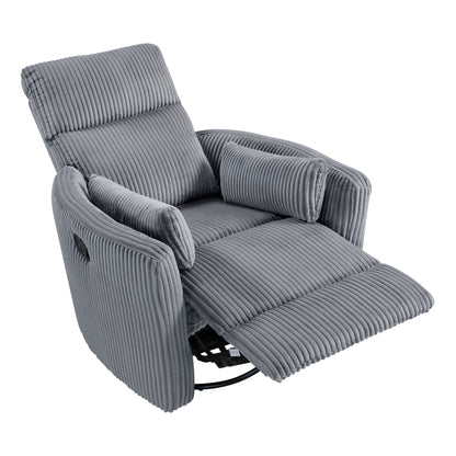Fauteuil inclinable manuel pivotant et basculant en velours côtelé Braidy