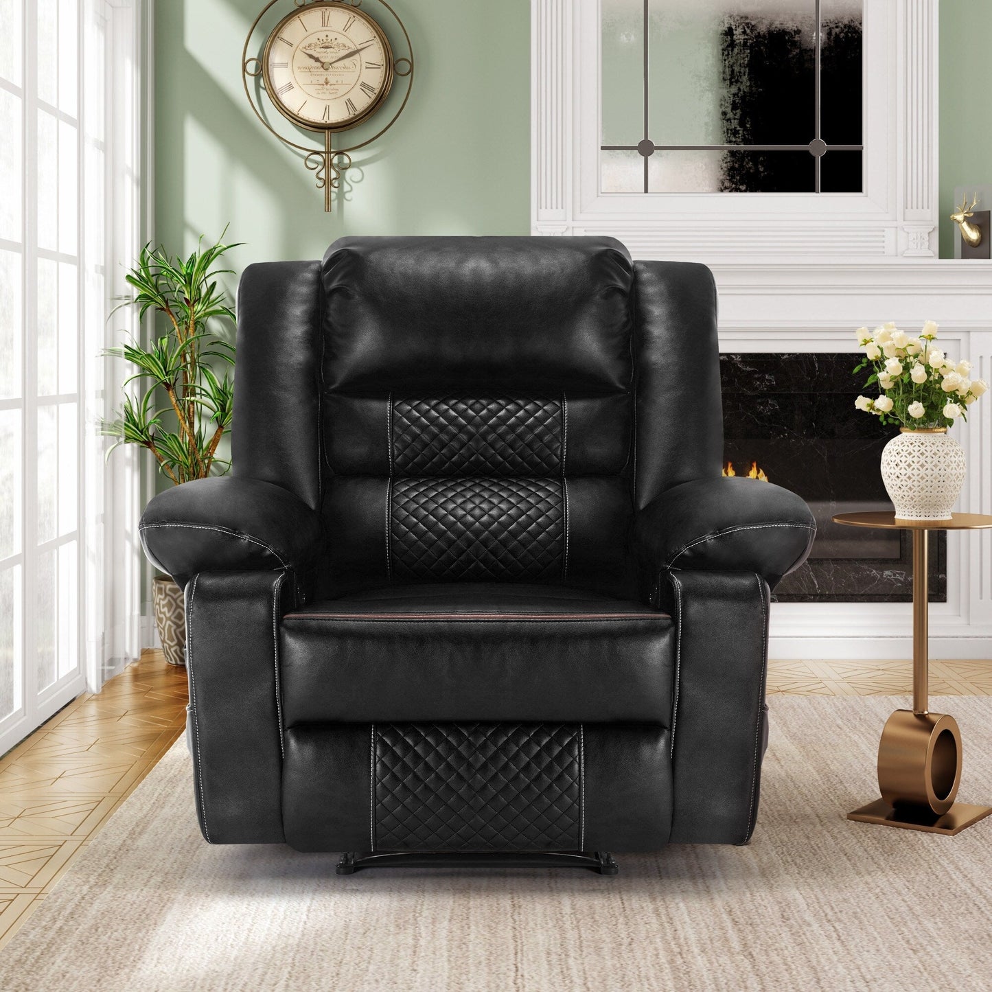 Fauteuil inclinable manuel marron avec massage à 8 points, fonction chauffante et structure robuste pour un confort optimal dans le salon.