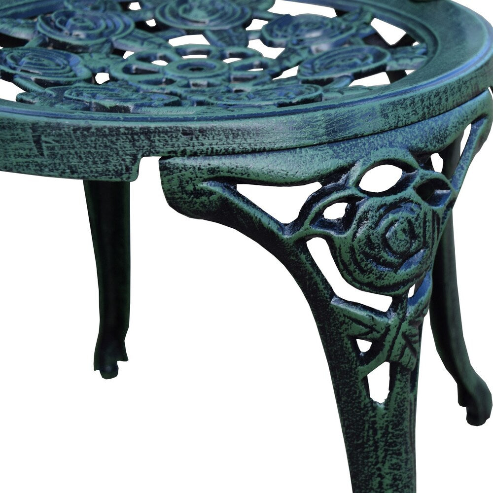 Ensemble de bistro 3 pièces Camellia en aluminium moulé vert Verdi avec table et 2 chaises