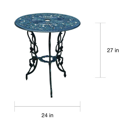 Ensemble de bistro 3 pièces Camellia en aluminium moulé vert Verdi avec table et 2 chaises