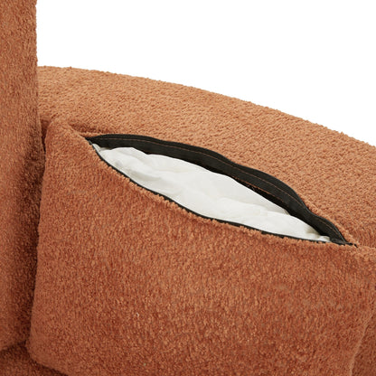 Fauteuil de salon en forme de tonneau avec accoudoirs en chenille, chaise de salon ronde avec base pivotante à 360 degrés et 3 coussins amovibles.