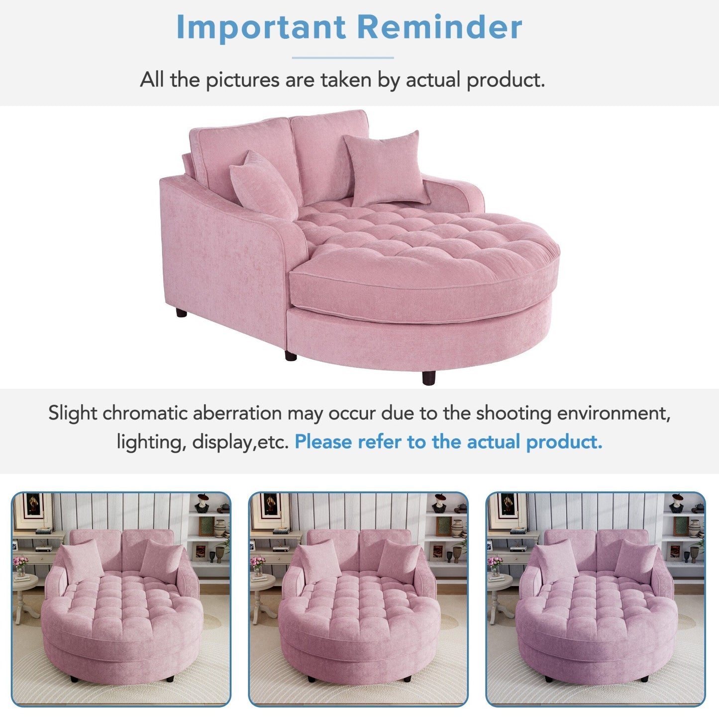 Canapé-lit chaise longue en chenille, canapé-lit recouvert de tissu avec dossier capitonné et 2 coussins amovibles pour le salon.