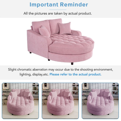 Canapé-lit chaise longue en chenille, canapé-lit recouvert de tissu avec dossier capitonné et 2 coussins amovibles pour le salon.