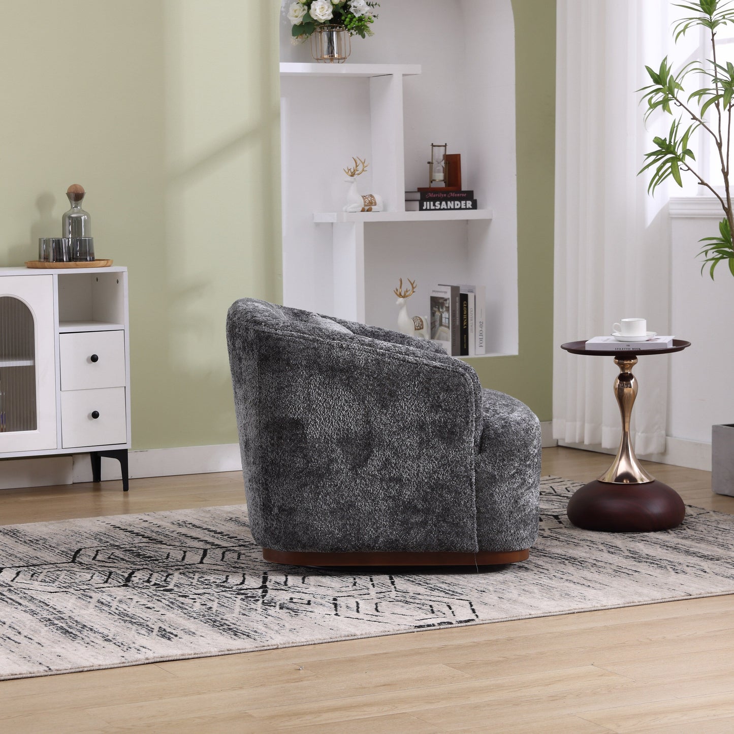 Fauteuil pivotant en chenille, canapé d'appoint confortable à 360 degrés pour salon, chambre à coucher et bureau avec coussin amovible.