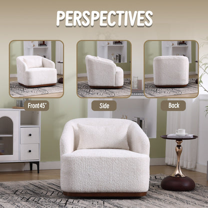 Fauteuil pivotant en chenille, canapé d'appoint confortable à 360 degrés pour salon, chambre à coucher et bureau avec coussin amovible.