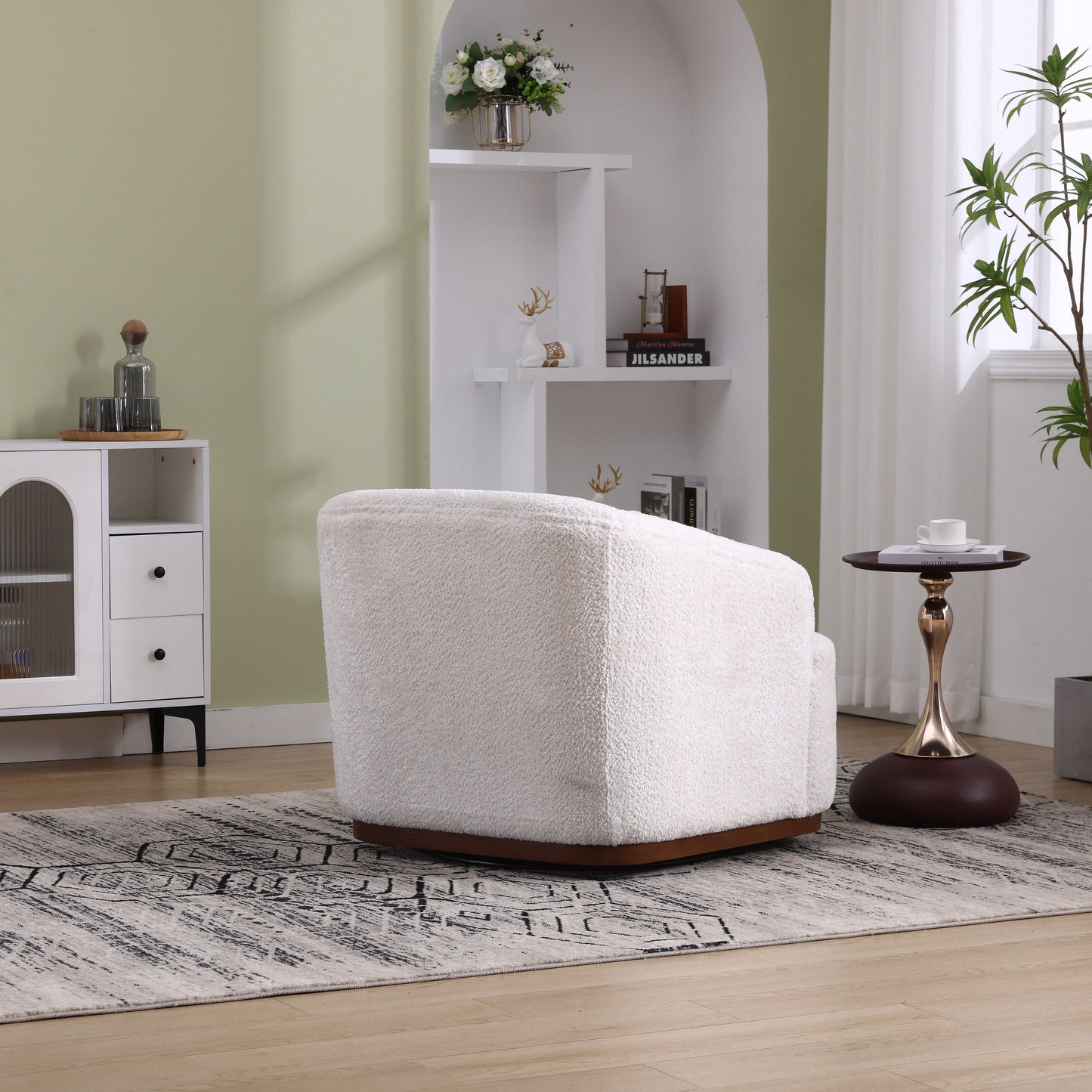 Fauteuil pivotant en chenille, canapé d'appoint confortable à 360 degrés pour salon, chambre à coucher et bureau avec coussin amovible.