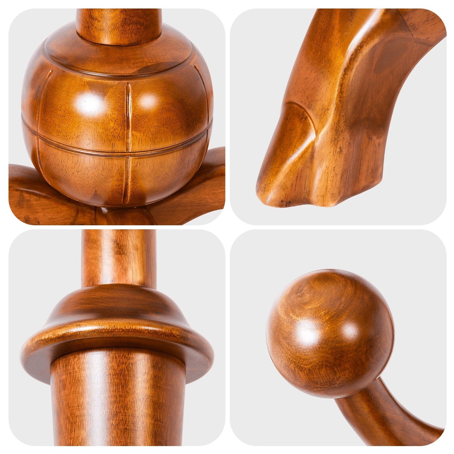 Porte-manteau sur pied en bois de caoutchouc en forme de branche d'arbre avec 8 crochets - 62,2 cm (l) x 179,5 cm (h)