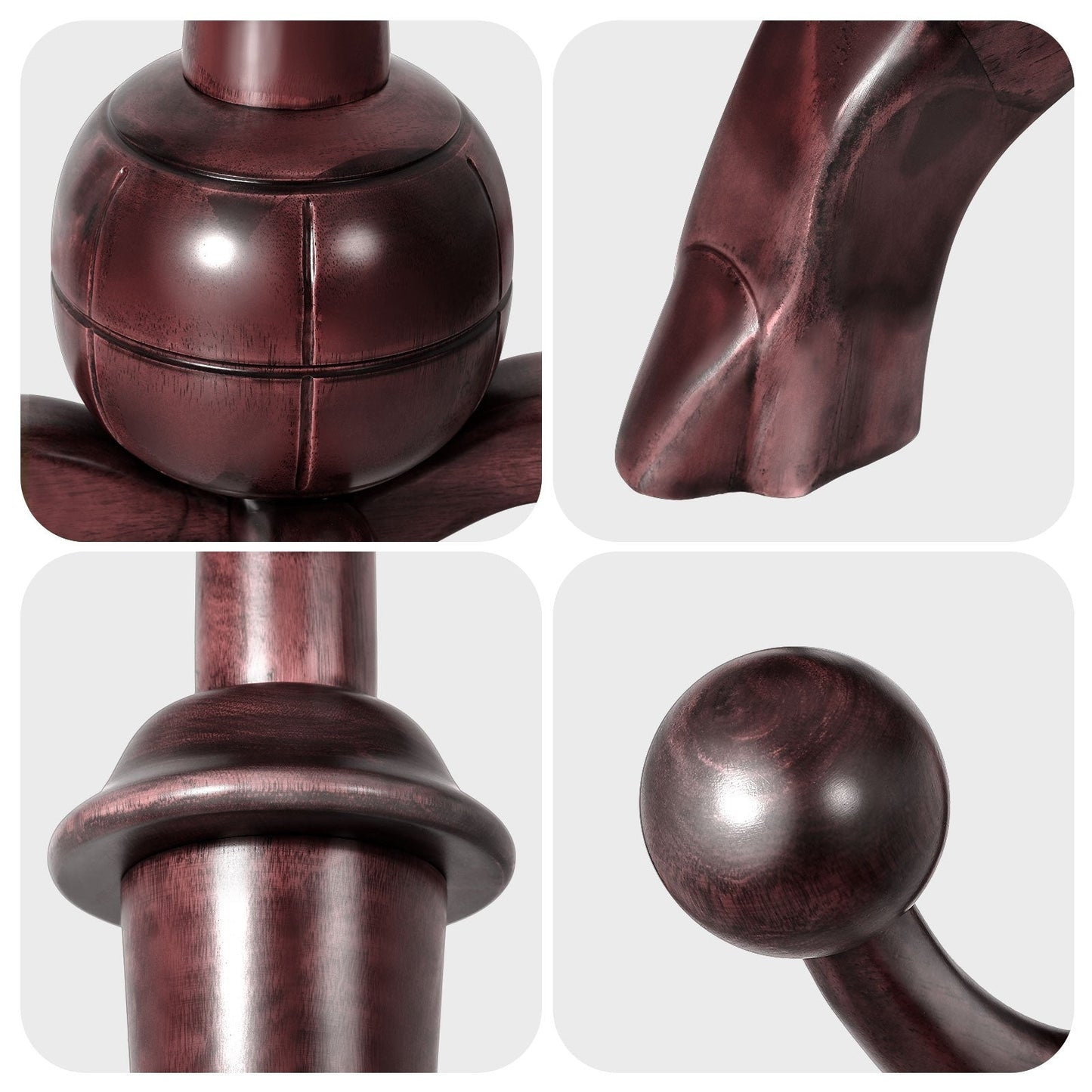 Porte-manteau sur pied en bois de caoutchouc en forme de branche d'arbre avec 8 crochets - 62,2 cm (l) x 179,5 cm (h)