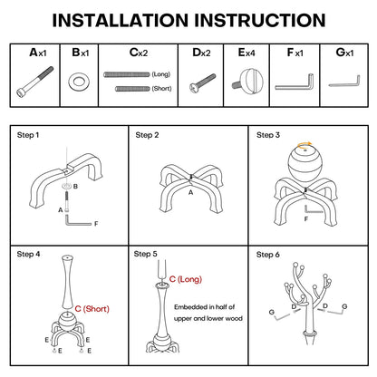 Porte-manteau sur pied en bois de caoutchouc en forme de branche d'arbre avec 8 crochets - 62,2 cm (l) x 179,5 cm (h)