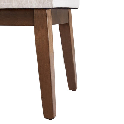 Banc d'entrée recouvert de tissu, banc de chambre à coucher pour le pied du lit, beige, en bois massif, 44 pouces