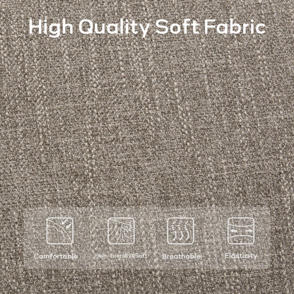 Banc d'entrée recouvert de tissu, banc de chambre à coucher pour le pied du lit, beige, en bois massif, 44 pouces