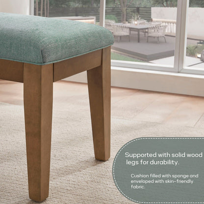 Banc d'entrée recouvert de tissu, banc de chambre à coucher pour le pied du lit, beige, en bois massif, 44 pouces