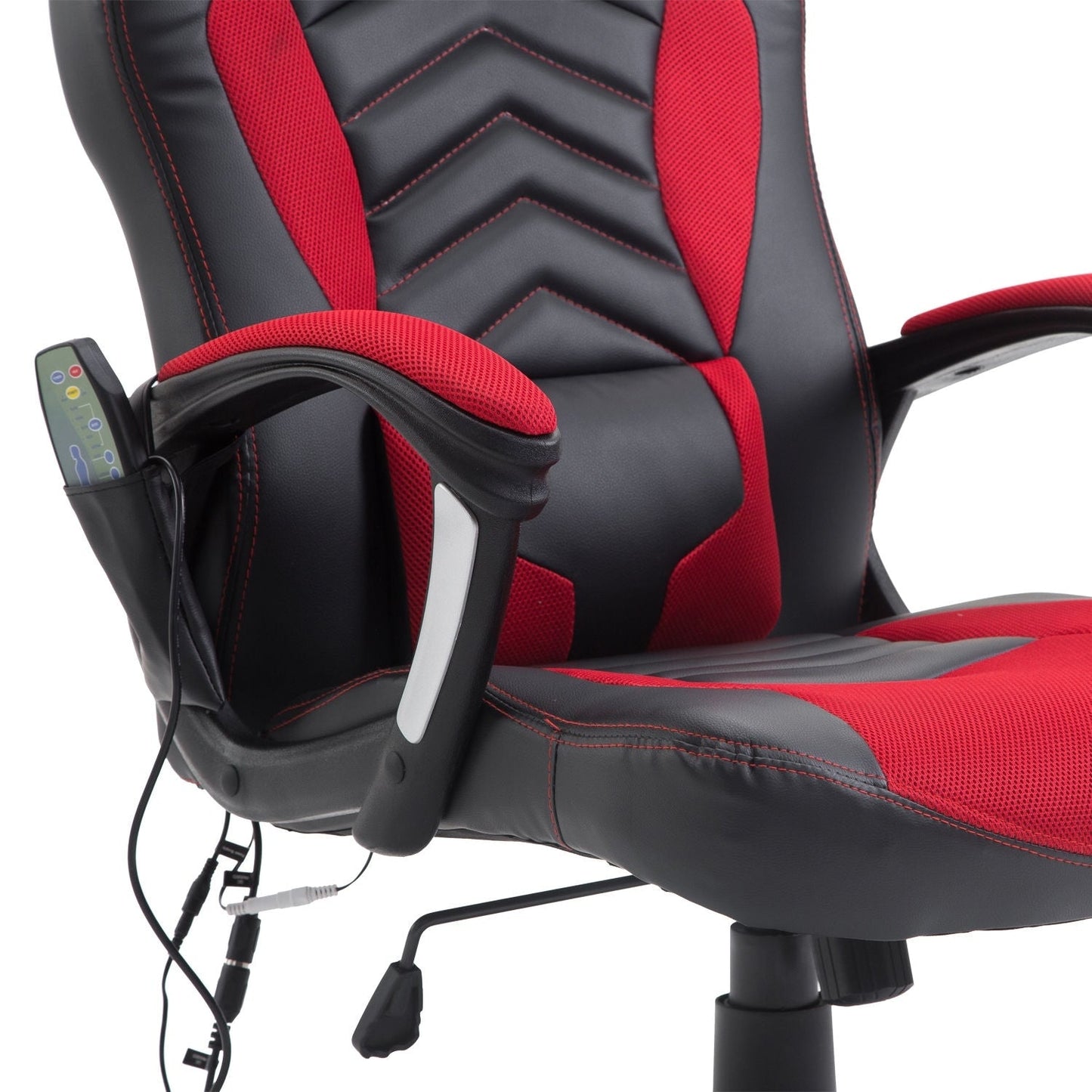 Chaise de jeu informatique avec massage vibratoire à 6 points, 5 modes, style de course, chaise de bureau chauffante pivotante sur roulettes avec repose-tête.