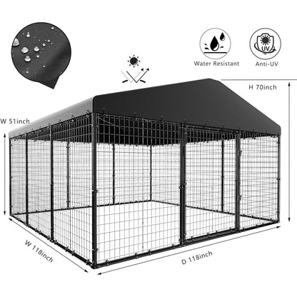 Grande cabane pour chien d'extérieur, 118 x 118 x 70 cm (L x l x h), enclos pour chien robuste avec toit étanche.