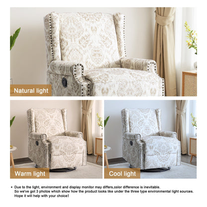 Lot de 2 chaises inclinables à bascule pivotantes à commande manuelle avec dossier inclinable, motif, 73,7 cm de largeur.