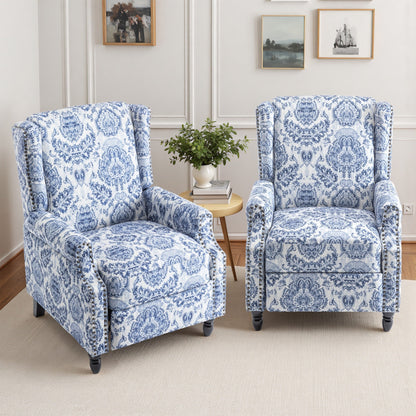 Lot de 2 chaises inclinables à dossier manuel à motif floral vintage, 73,6 cm de largeur.