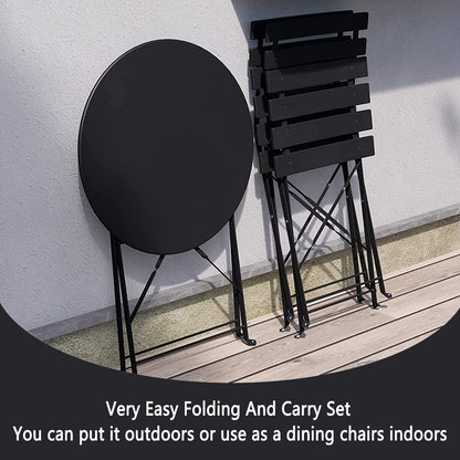 Ensemble de bistro pliable en métal 3 pièces, ensemble de conversation résistant aux intempéries pour l'intérieur et l'extérieur, pour patio, jardin, cour.