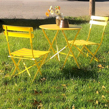 Ensemble de bistro pliable en métal 3 pièces, ensemble de conversation résistant aux intempéries pour l'intérieur et l'extérieur, pour patio, jardin, cour.