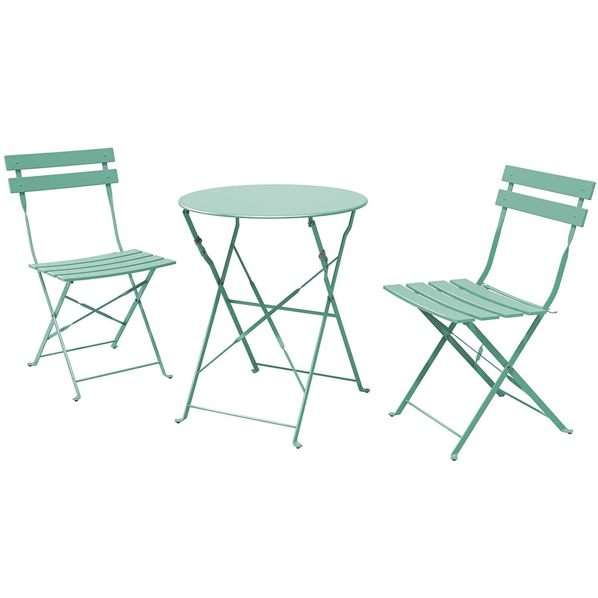Ensemble de bistro pliable en métal 3 pièces, ensemble de conversation résistant aux intempéries pour l'intérieur et l'extérieur, pour patio, jardin, cour.